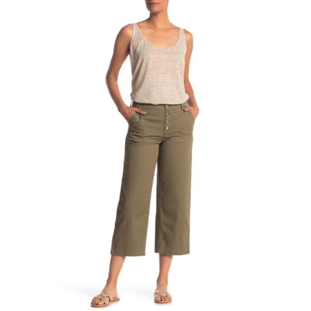J CREW Exposed Button Fly Wide Crop Twill PANTS